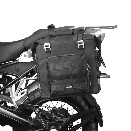 Motorcycle Saddlebag Waterproof Luggage Bag Quick Release Motorcycle Side Bag 25L Fits Most Adventure and Sports Bike Motorbike Racks (Black 25L / Black 25L)