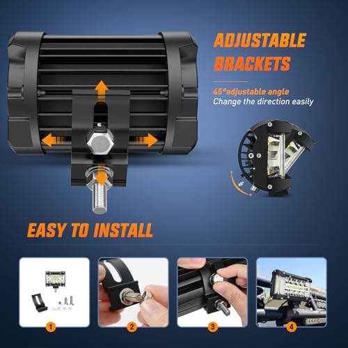 4.3 Inch Side Shooter Light Bar Spot Flood Combo Triple Row (White Side Shooter / Led Pods)