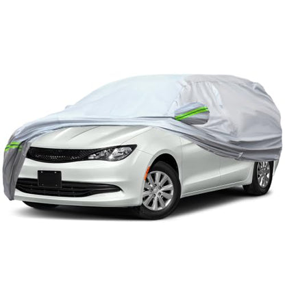 6 Layers Premium SUV Car Cover Waterproof All Weather Weatherproof UV Sun Protection Snow Dust Storm Resistant Outdoor Exterior Custom Form (Silver Car Cover / K10 - SUV -（Fits size 205"-216"）)