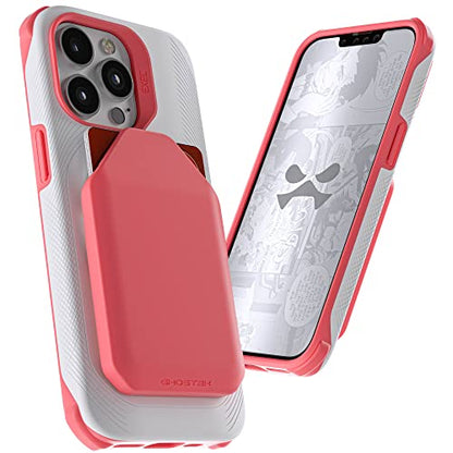 EXEC iPhone 13 mini Case with Card Holder For Women Girls Works with Magnetic Car Mounts Cardholder is Detachable to Support MagSafe Charger Designed for 2021 Apple iPhone 13mini (iPhone 13 mini / Pink)