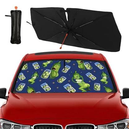 Funny Pickle Car Windshield Sun Shade Umbrella Foldable Sunshade (57X31 Inch / styled45f-1)