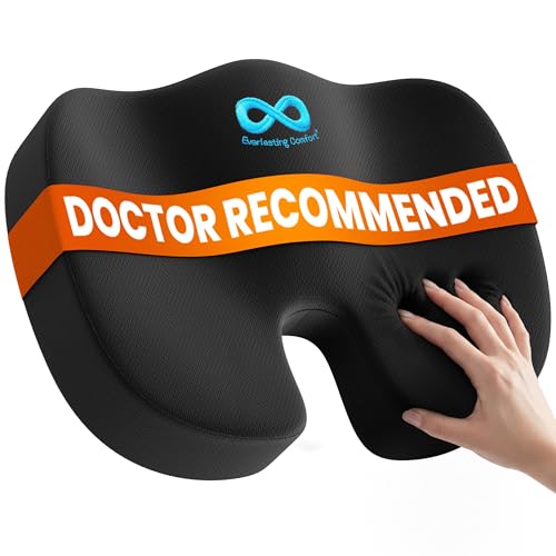 Doctor Recommended Memory Foam Seat Cushion for Office Chairs & Car (Black / Large)