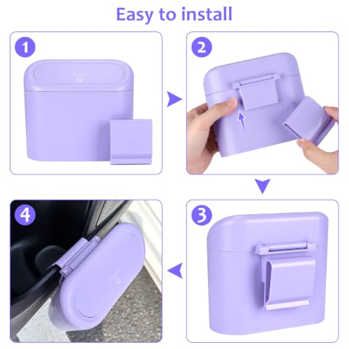 Car Trash Can with Lid (Purple)