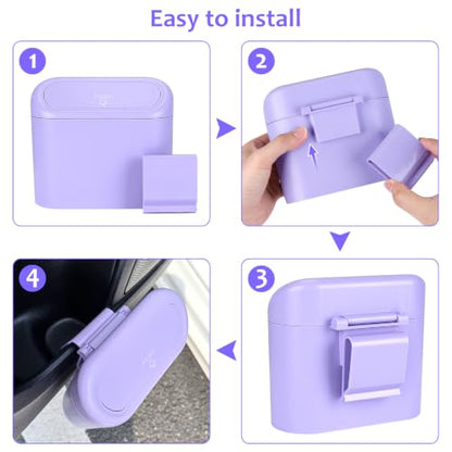 Car Trash Can with Lid (Purple, Purple)