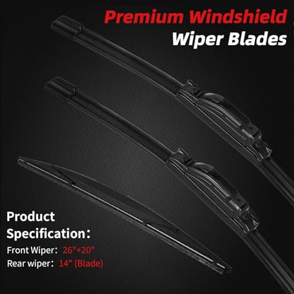 Premium Windshield Wiper Blades (26"+20"+14"（Hook）)