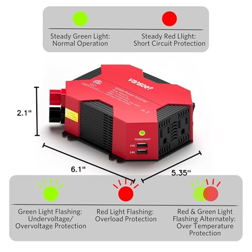 500 Watt Car Power Inverter DC 12V to AC 110V Car Plug Inverter Adapter Power Converter with 4 USB Charging Ports and 2 AC Outlets Car Charger