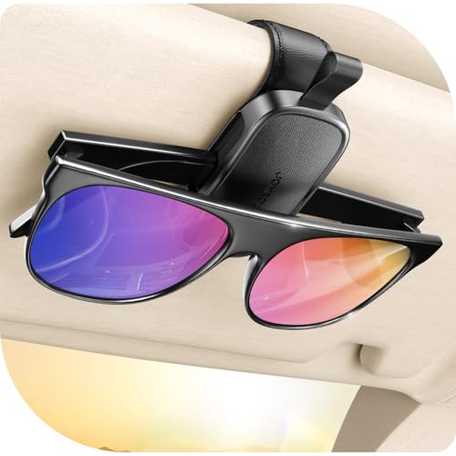 Magnetic Leather Sunglass Holder for Car Visor (1 Pack / Black)