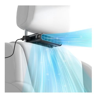 Car Seat Fan with Dual Seatback Cooling Airflow for Driver & Kids (Black)