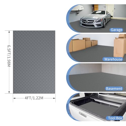Garage Floor Mat (4 x 6.5FT / Grey Coin)