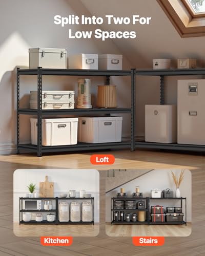 Storage Shelving Unit (Black / 36" L x 16" W x 72" H)