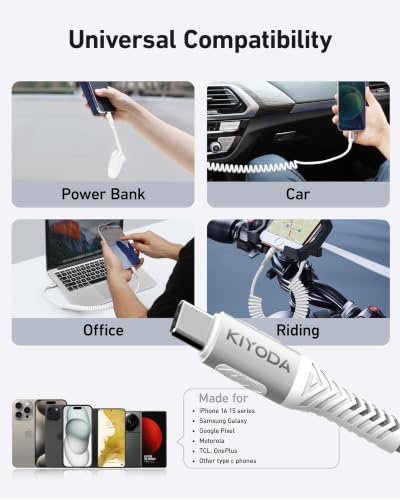 USB C to C Cable 6ft for Car (6FT - 2Pack / USB C to USB C / Silver)