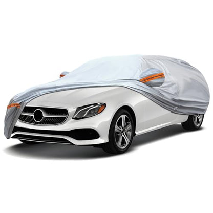 6 Layer Full Car Cover is All (Orange reflective strip / 4/ J-XL For Sedan-Length ( 196"-207" ))