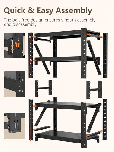 4 Tier Storage Shelves (Black / 48"W*24"D*79"H)