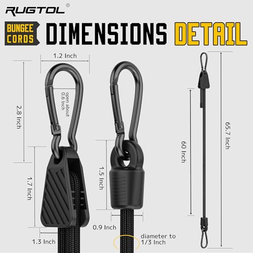 Bungee Cords with Hooks (Black / 60" - 6 Pack - Black)