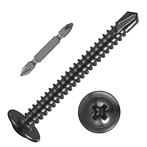 150Pcs)#8×1-1/2” for Sheet Metal Self-Tapping Screws 410 Black Stainless Steel Truss Head High-Strength Quick Tapping (#8X1-1/2" / Black)