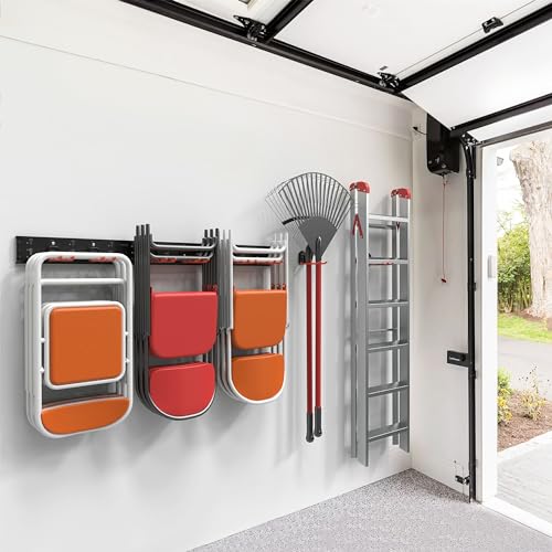 Wall Mount Garage Tool Storage Rack Folding Chair Hangers (8Hooks+3Panels+4MiniBase)
