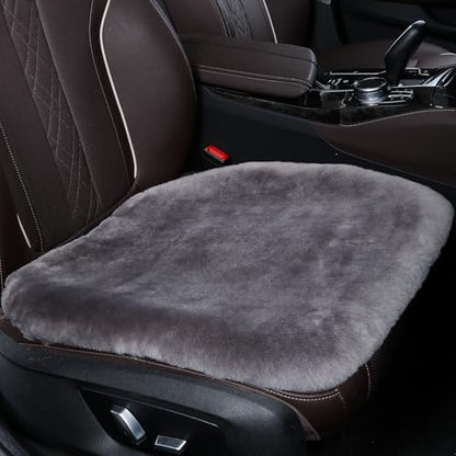 Genuine Sheepskin Car Seat Cover for Fuzzy Soft Fur Wool Cushion (Graphite)