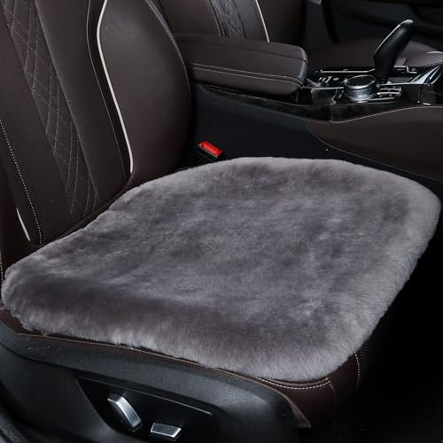 Genuine Sheepskin Car Seat Cover for Fuzzy Soft Fur Wool Cushion (Graphite)