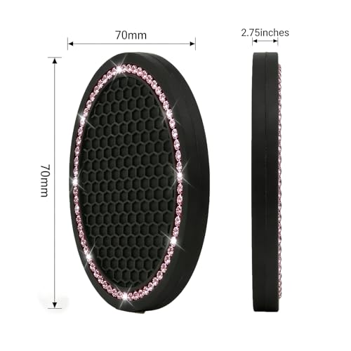 4PCS Bling Car Cup Coaster (4 Count / Black and Pink)