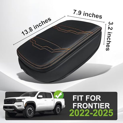 Armrest Cover for Nissan Frontier 2022 (7) 22+ |Frontier| V2 Organge Stich, +Thick)