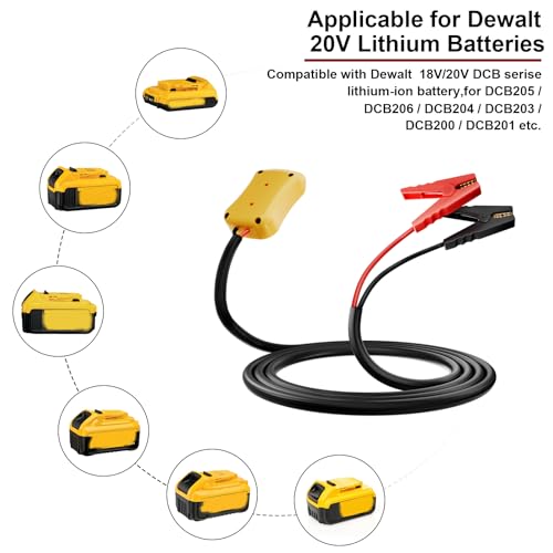 Jumper Cables with Adapter for Dewalt 20V Battery