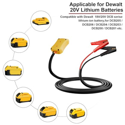 Jumper Cables with Adapter for Dewalt 20V Battery