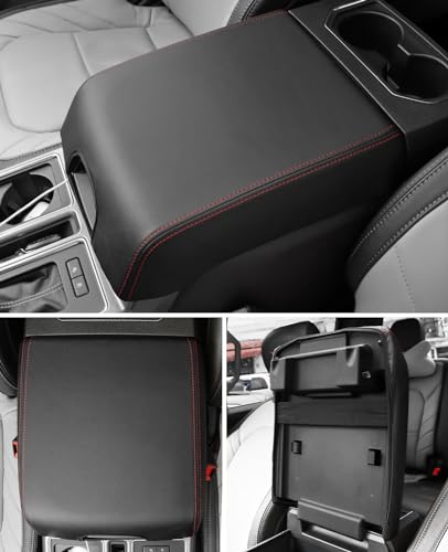 Center Console Cover for Ford F150 Accessories 2015 (red stitches / 2015-2020)