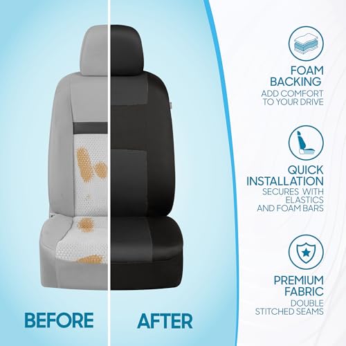 PolyPro Car Seat Covers Full Set in Charcoal on Black (Charcoal Gray)
