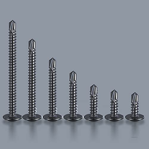 200 pcs) Wensilon #10×1-1/4” for Sheet Metal Self-Tapping Screws 410 Black Stainless Steel Truss Head High-Strength Quick Tapping (#10X1-1/4" / Black)