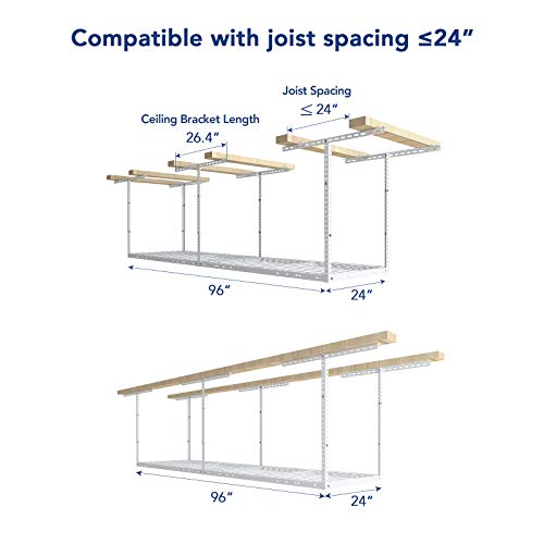 2x8 Overhead Garage Ceiling Storage Rack Organization (White / 2x8 ft)