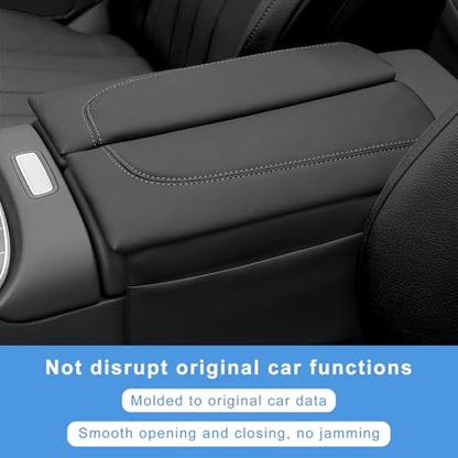 Leather Center Console Armrest Cover for Mercedes (for 2023-2026 GLC/L-Black)