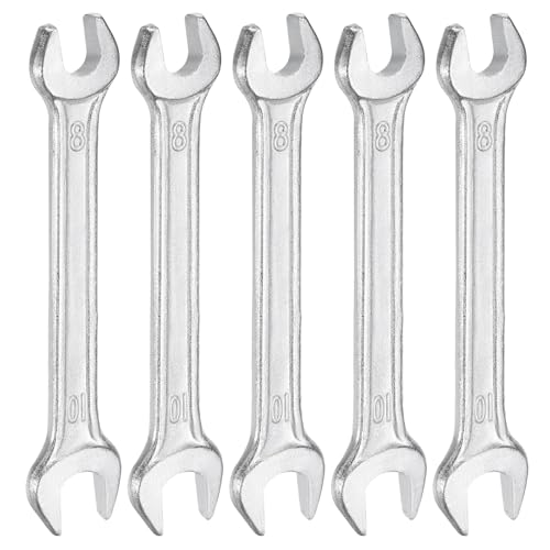 5pcs Double Open End Wrench 8mm x 10mm Metric 15 Degree Offset Angle Small Flat Head Wrench Galvanizing Open Ended Spanner for Automotive Repair Furniture Assembly (8mm x 10mm)