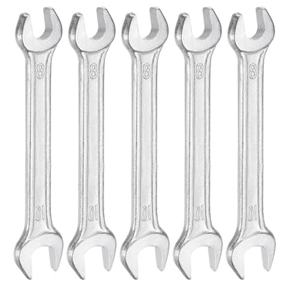 5pcs Double Open End Wrench 8mm x 10mm Metric 15 Degree Offset Angle Small Flat Head Wrench Galvanizing Open Ended Spanner for Automotive Repair Furniture Assembly (8mm x 10mm)
