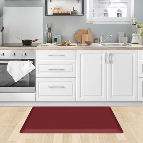 0.8" Thick Kitchen Mat Cushioned Anti Fatigue Rug Comfort Floor Mats (Red / 32"L x 20"W x 0.8"Th)