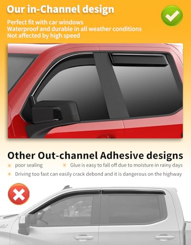 in Channel Extra Durable Rain Guards for Chevy Silverado (2019-2026 Chevy Silverado/GMC Sierra1500 Crew Cab)
