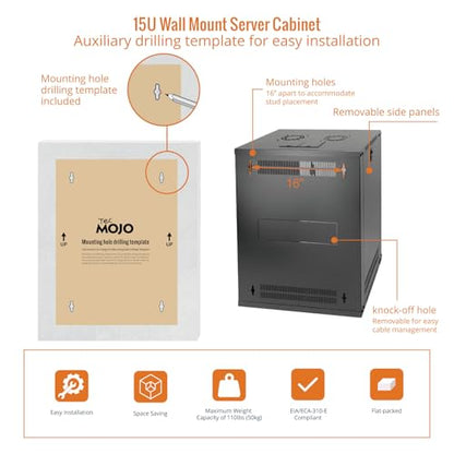 15U Wall Mount Rack Network Cabinet for 19" IT Equipment (15U/Glass Door)