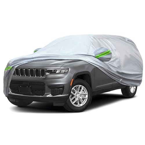 6 Layer Full Car Cover is All (Green reflective strip / 14/ S-XL For SUVs-Length ( 201"-211" ))