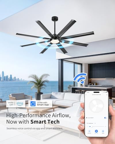 72 Inch Large Ceiling Fan with Light (Matte Black / 72 Inch)