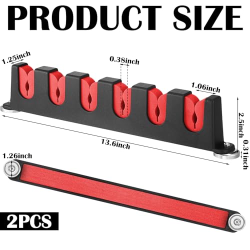 2 Pcs Magnetic Fishing Rod Holder for Car Fishing Pole Rack Vertical Rod Storage Holders for Truck Bed Boat Wall Garage Door (Red / 6 Rods)