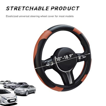 Car Steering Wheel Cover (Coffee, With Lining)