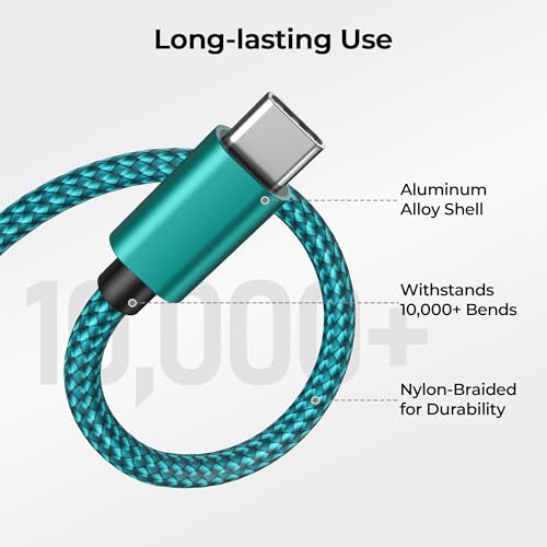 for iPhone 17 16 Pro Max Charger Cord (3Pack 3.3/6.6/10FT(1/2/3M) / 3 Pack / Green)