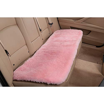 Pink Genuine Sheepskin Car Rear Seat Cover for Fuzzy Back Cushion (Pink)