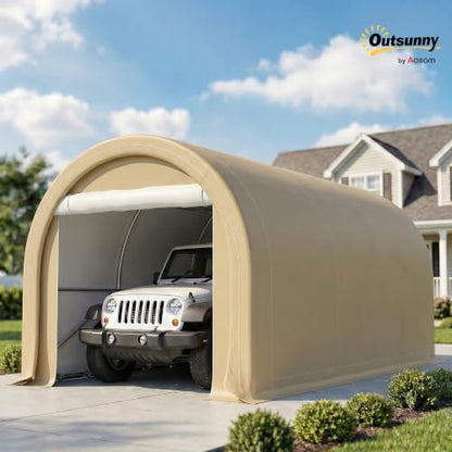 10' x 16' Carport Heavy Duty Portable Garage Storage Tent Beige (Beige)