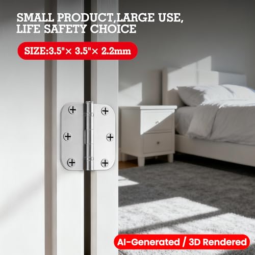 Rounded Door Hinges Polished Chrome 3.5 Inch 5 (Polished Chrome-Rounded / 12 Pack-Ball Bearing-lasting no squeak)