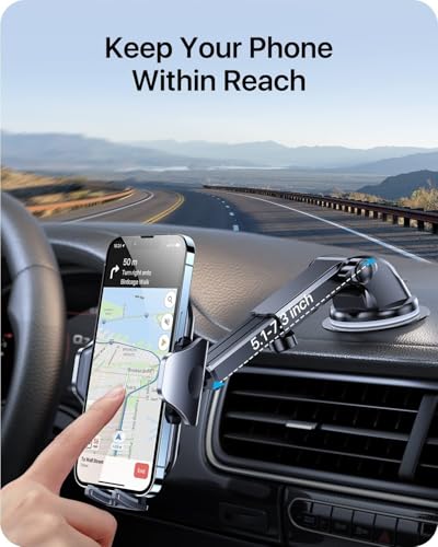 Military Grade Phone Holders for Your Car 【89+ LBS Strongest Suction & Metal Clip】 2026 Ultimate Car Phone Holder (Black)