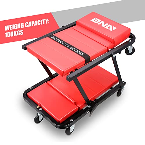 TOOLS 00192 48" 2 IN 1 Folding Rolling Garage Shop Creeper Roller Seat (Red / 48 Inches)