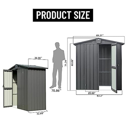 Galvanized Steel Garden Shed (Dark Gray01 / 5.7×3)