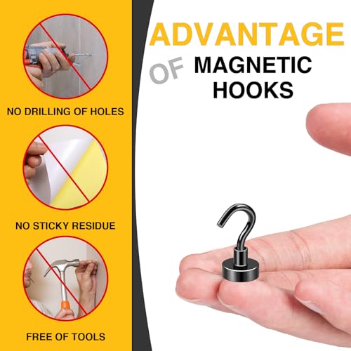 Magnetic Hooks 20pcs 30lbs+ Cruise Essentials 2026 Magnet Hook Black (Black / 0.63in)