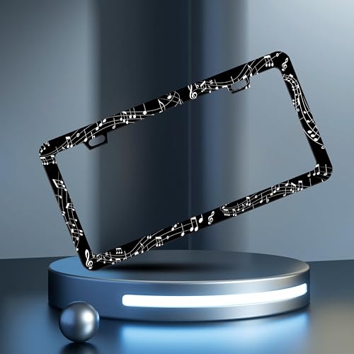 Music Notes License Plate Frame Sheet Music Stainless Steel 6x12 Inch 2Hole (Music Notes)