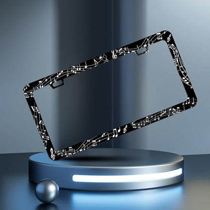 Music Notes License Plate Frame Sheet Music Stainless Steel 6x12 Inch 2Hole (Music Notes)